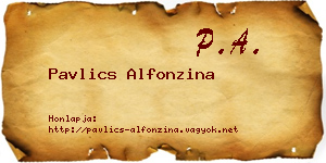 Pavlics Alfonzina névjegykártya